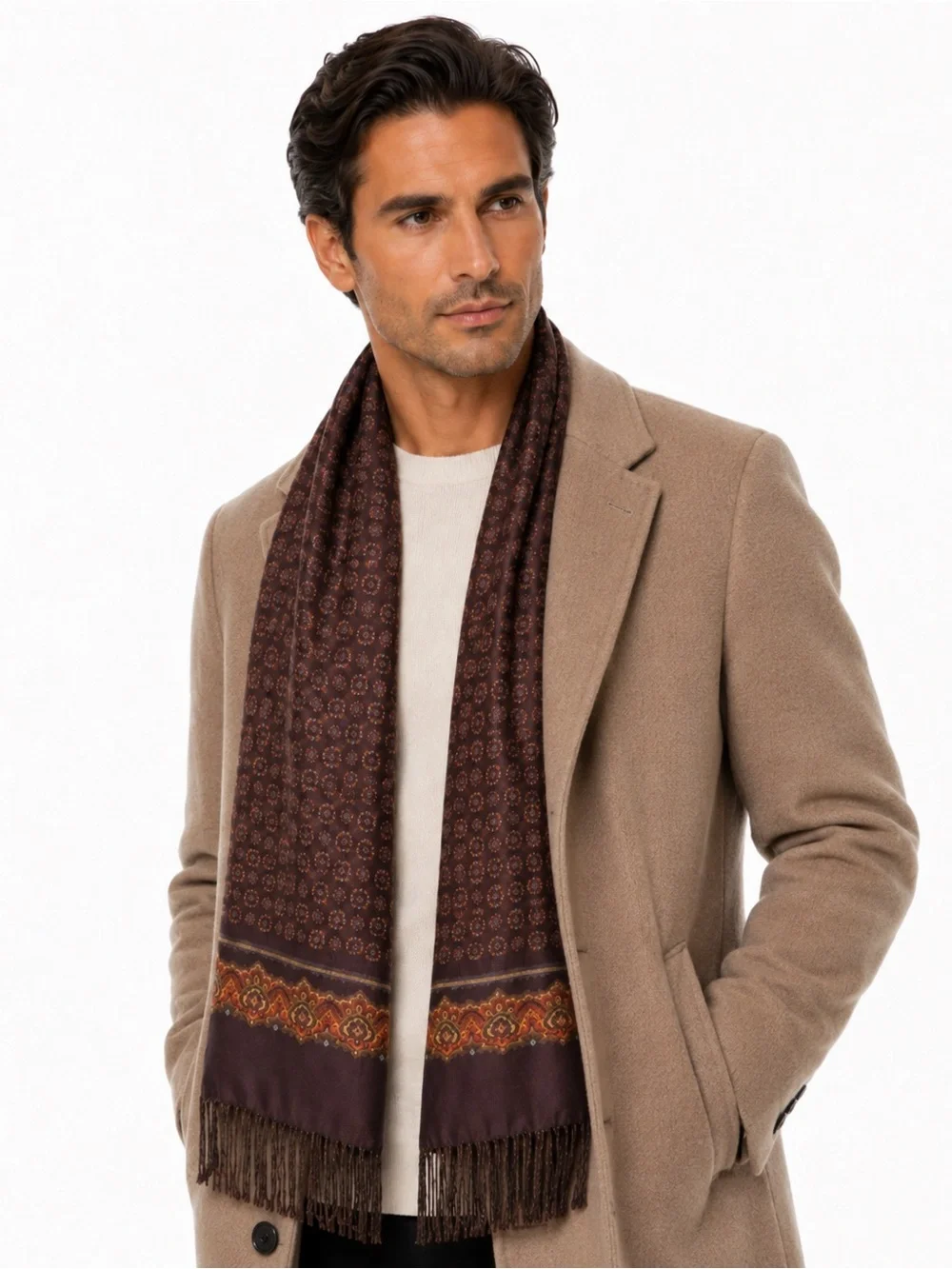 Dion Reversible Italian Silk Wool Scarf Made in Canada